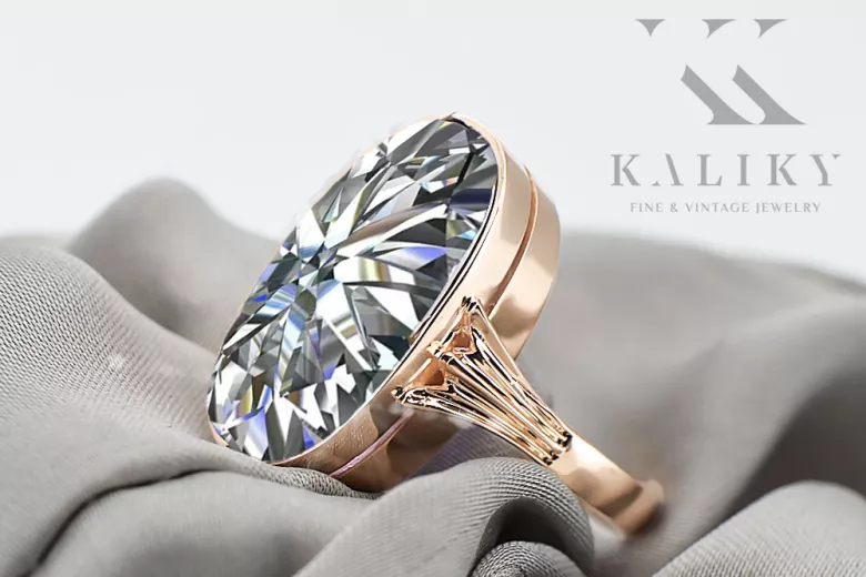 Or rose 14 carats vintage d'origine Zircon Anneau Bijoux vintage vrc113r